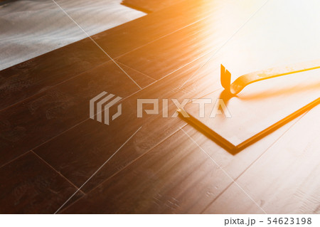 Pry Bar Tool with New Laminate Flooring 54623198