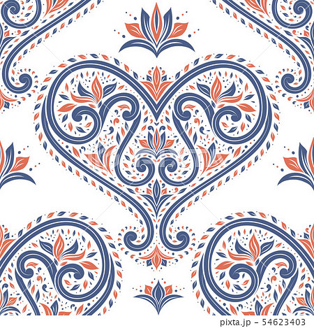 Orange and blue floral seamless pattern. Orange and blue floral seamless pattern. 54623403