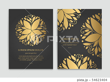 Gold vintage greeting card on a black background. Gold vintage greeting card on a black background. 54623404