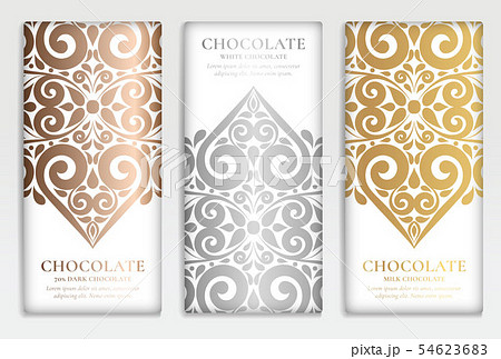 Silver and gold set of chocolate bar packaging. Silver and gold set of chocolate bar packaging. 54623683