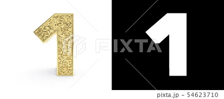 Golden number one (number 1) on white background 54623710