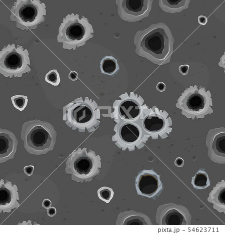 Bullet hole of gunshot gun shoot in holed metal target in war and military texture set illustration 54623711