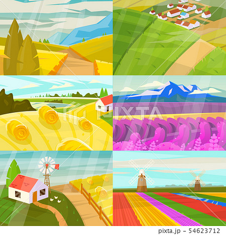 Landscape landscaping countryside of meadows fields and lands with natural landscaped sunny view of 54623712