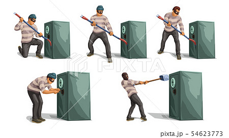 thief openning bank safe set thief openning bank safe set 54623773