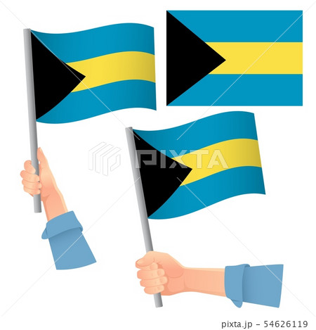 Bahamas flag in hand set 54626119