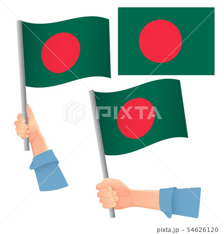 Bangladesh flag in hand set 54626120