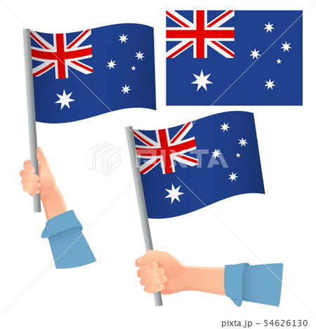 Australia flag in hand set 54626130