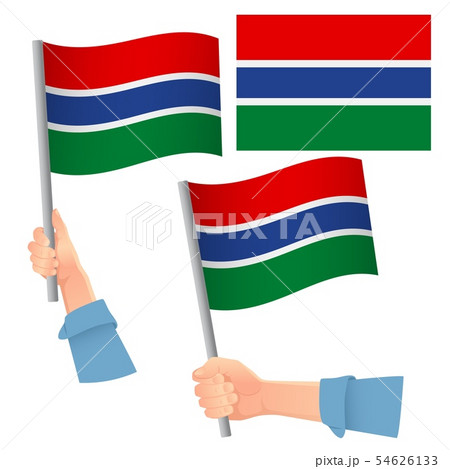 Gambia flag in hand set 54626133