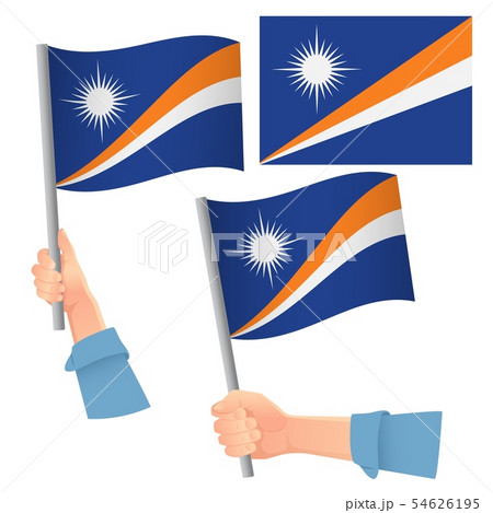 Marshall Islands flag in hand set 54626195