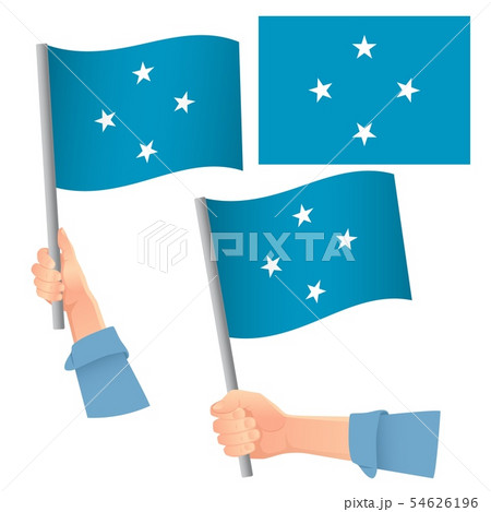 Micronesia flag in hand set 54626196