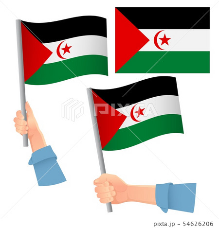 Sahrawi Arab Democratic Republic flag in hand set Sahrawi Arab Democratic Republic flag in hand set 54626206