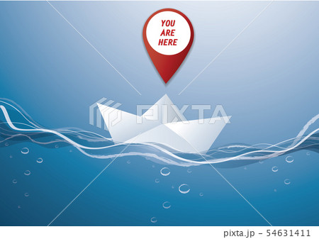 pin location icon on paper boat vector 54631411