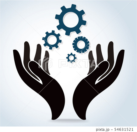 hands holding gear design logo icon hands holding gear design logo icon 54631521