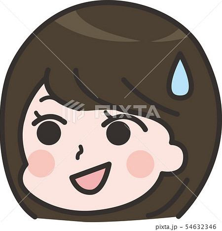 目が泳ぐ女性 顔のイラスト素材