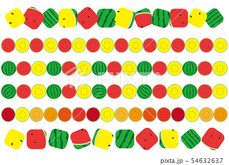 スイカのライン素材 セットのイラスト素材