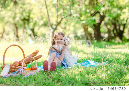 Two little kids on picnic in the park 54634780