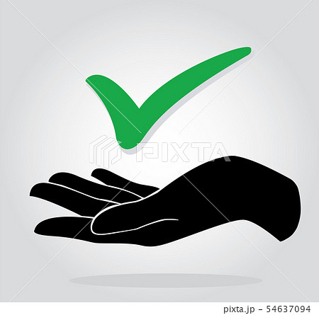 hand holding check icon symbol 54637094