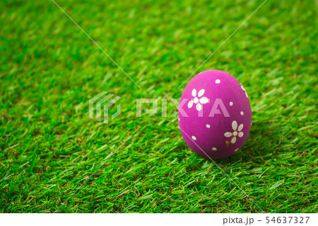 Easter eggs on the green grass. Easter eggs on the green grass. 54637327