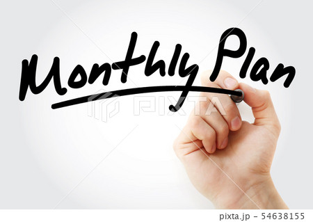 Monthly Plan text with marker Monthly Plan text with marker 54638155