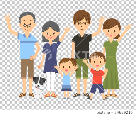 三世代家族 笑顔で手を振っている 全身 01 三世代家族 笑顔で手を振っている 全身 01 54639216