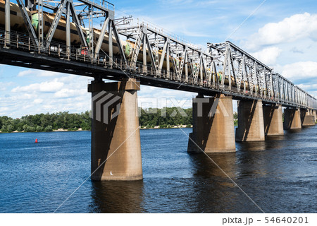 Railroad bridge in Kyiv across the Dnieper with 54640201