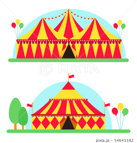 Circus show entertainment tent marquee outdoor festival with stripes flags carnival illustration. Circus show entertainment tent marquee outdoor festival with stripes flags carnival illustration. 54643382