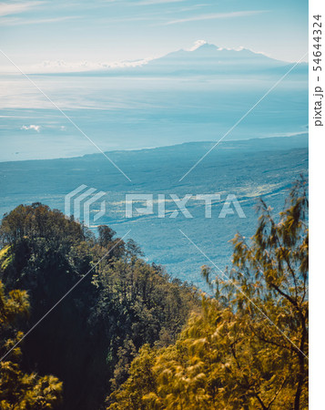 Aerial view of Rinjani volcano with forest in Bali 54644324