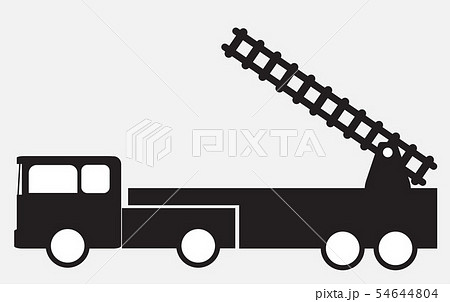 Black and white stair fire truck icon 54644804