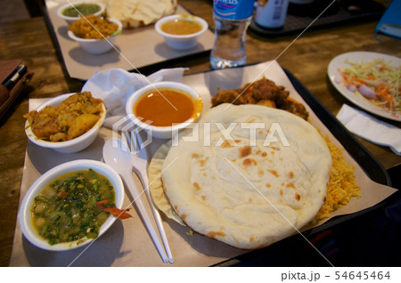SINGAPORE - JULY 23rd, 2016: Indian dish curry lunch set at Lau Pa Sat Festival Market SINGAPORE - JULY 23rd, 2016: Indian dish curry lunch set at Lau Pa Sat Festival Market 54645464