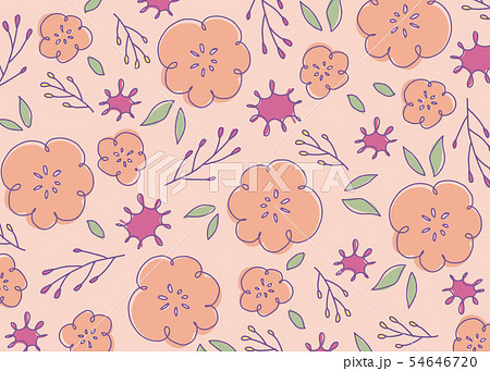手書きの花柄背景素材 ピンクのイラスト素材