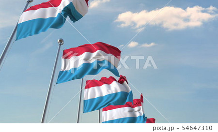 Flying flags of Luxembourg. 3D rendering Flying flags of Luxembourg. 3D rendering 54647310