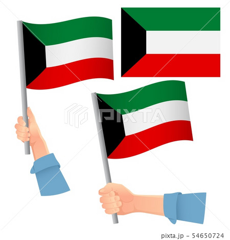 kuwait flag in hand set kuwait flag in hand set 54650724