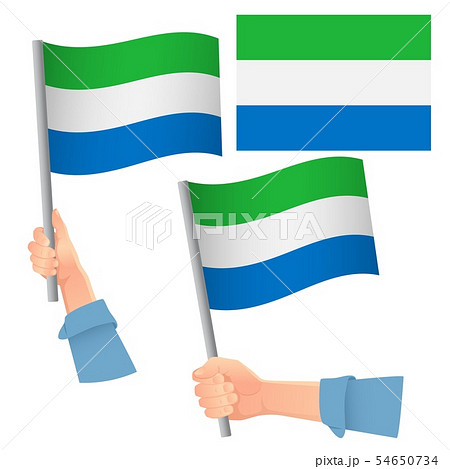 sierra leone flag in hand set sierra leone flag in hand set 54650734