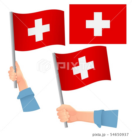 Switzerland flag in hand set 54650937