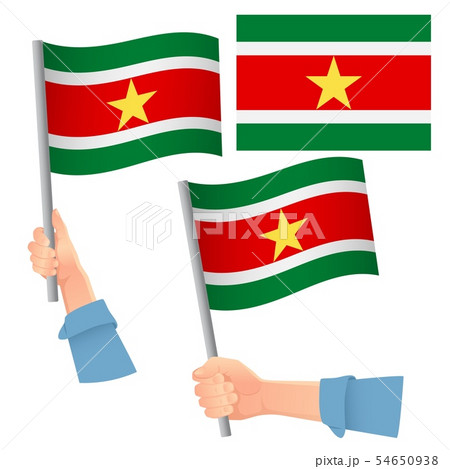 Suriname flag in hand set 54650938