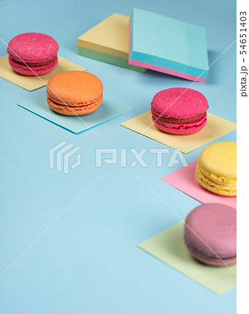 bunch of sweets on blue background 54651403