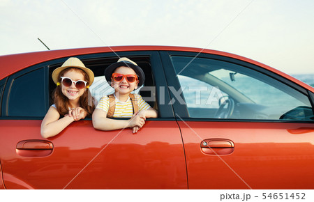 happy children girl and boy goes to summer travel happy children girl and boy goes to summer travel 54651452
