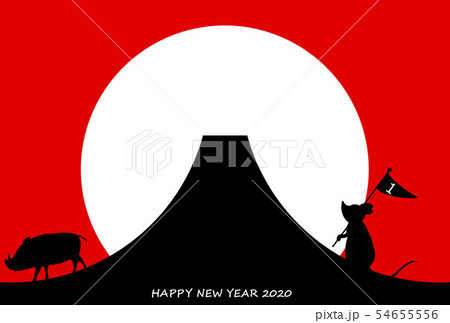 年賀状テンプレート 2020 イノシシ年からネズミ年へ 年賀状テンプレート 2020 イノシシ年からネズミ年へ 54655556