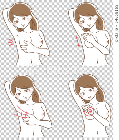 乳がん 自己検診　イラスト　セット 54658165