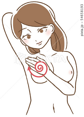 乳がん 自己検診　イラスト 54658193