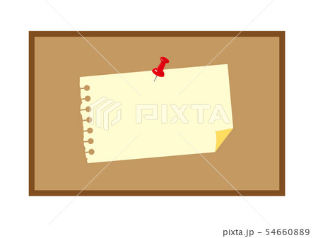 コルクボードのメモ帳と押しピンのイラスト素材