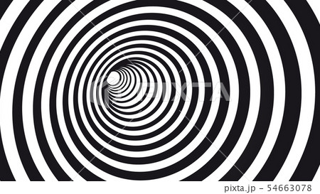 Geometric hypnotic spiral. Black and white striped optical illusion illustration. Geometrical Geometric hypnotic spiral. Black and white striped optical illusion illustration. Geometrical 54663078
