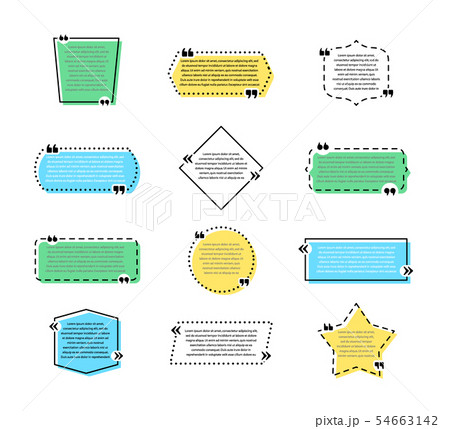 Set of colored quote signs with different geometric shapes. Creative speech bubbles, citation empty 54663142