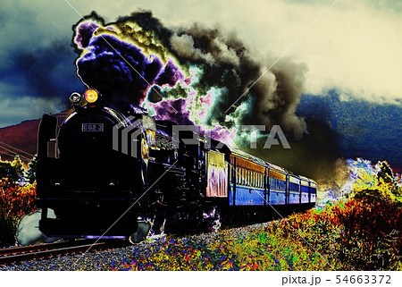 C62蒸気機関車イメージのイラスト素材