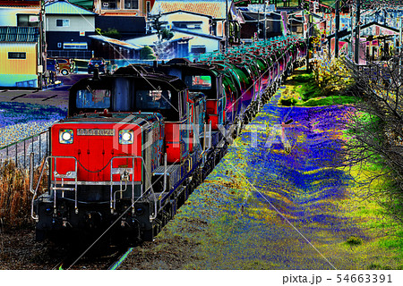 ディーゼル機関車dd51貨物列車イメージのイラスト素材