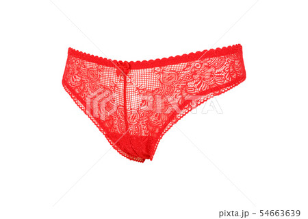 Beautiful female lacy red panties, isolated 54663639