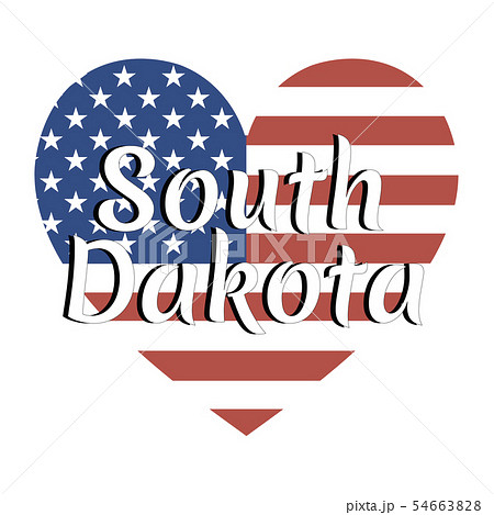 Heart shaped national flag of The United States of America with inscription of state name South 54663828