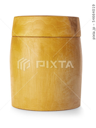 The wooden bowl with lid isolated on white The wooden bowl with lid isolated on white 54664019
