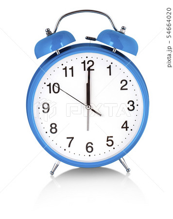 The blue alarm clock on a white background. a wake 54664020