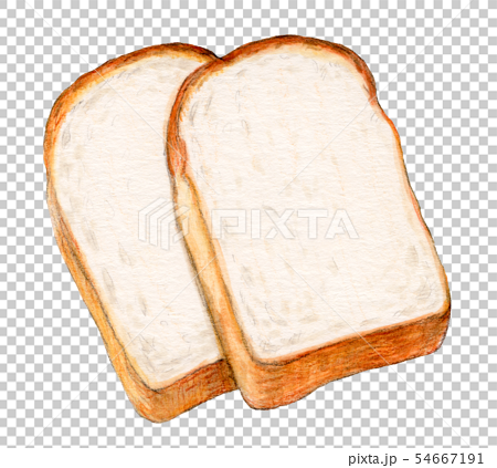 イギリス食パン2枚 手描き 水彩のイラスト素材